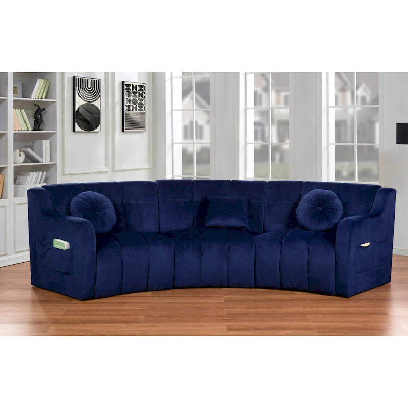 Velvet Curved sofa 3 Seats Symmetrical Modular legless sofa Corner Sectional Round couches - 127