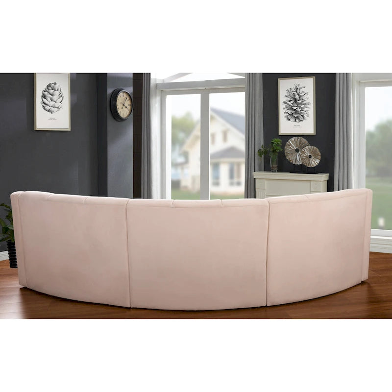 Velvet Curved sofa 3 Seats Symmetrical Modular legless sofa Corner Sectional Round couches - 127