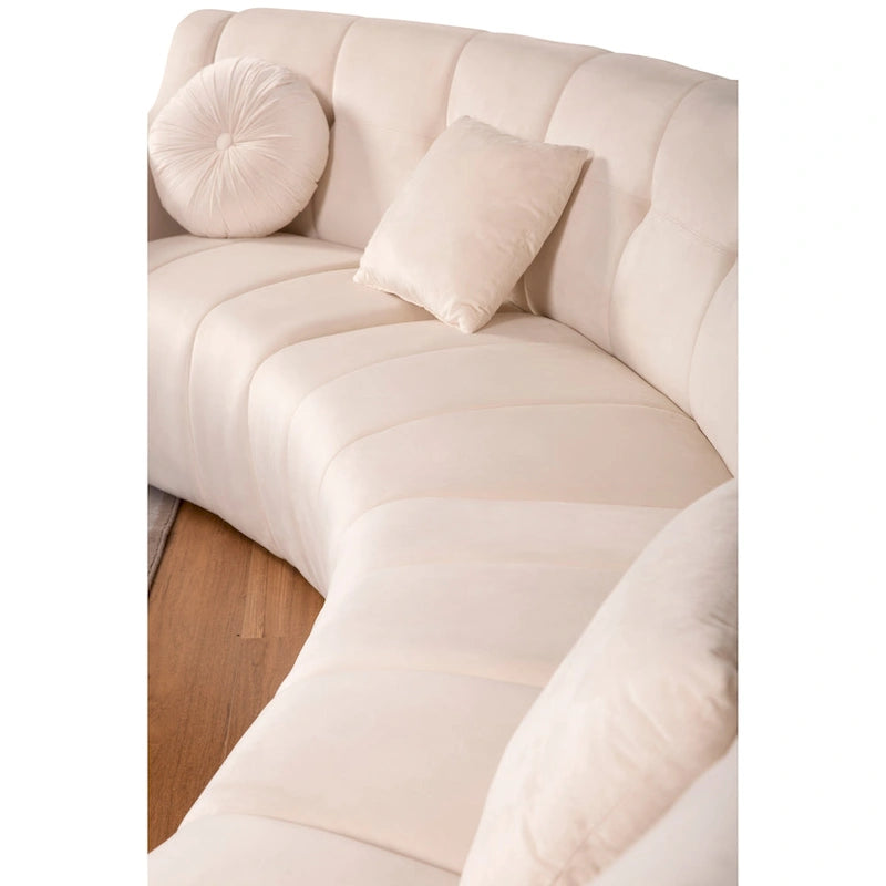 Velvet Curved sofa 3 Seats Symmetrical Modular legless sofa Corner Sectional Round couches - 127