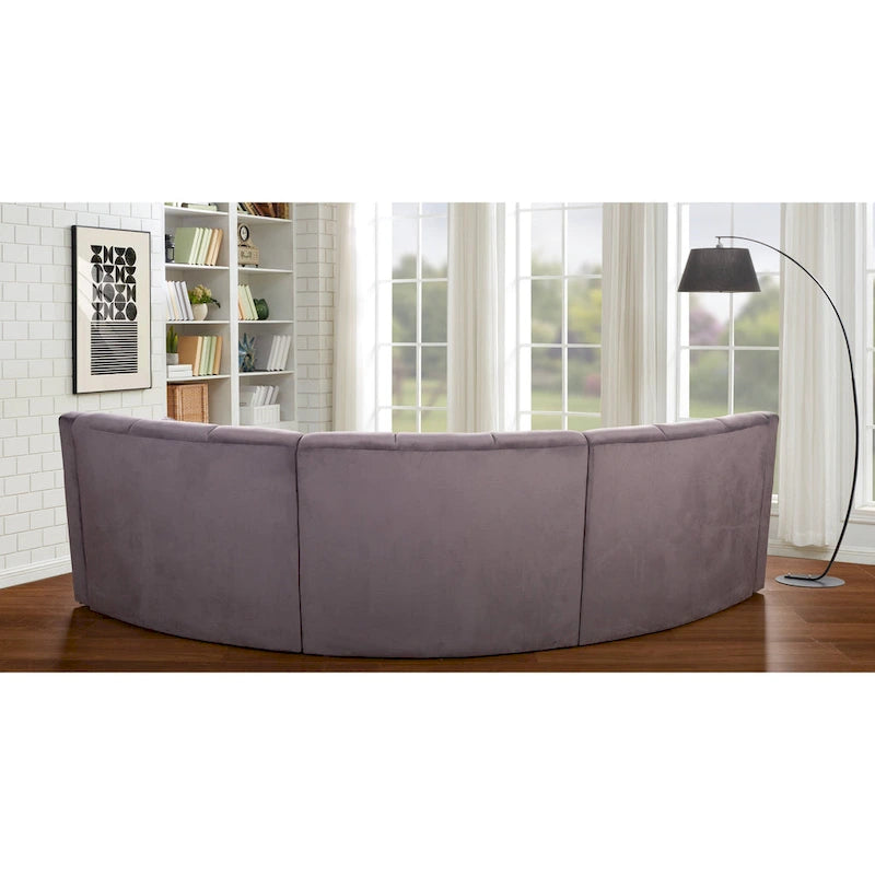 Velvet Curved sofa 3 Seats Symmetrical Modular legless sofa Corner Sectional Round couches - 127