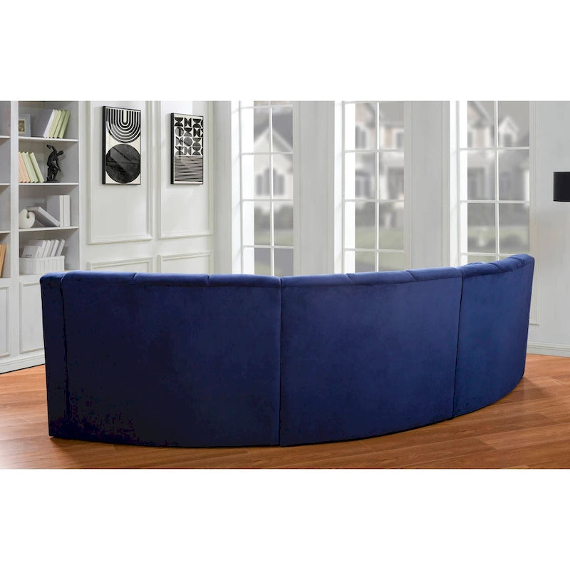 Velvet Curved sofa 3 Seats Symmetrical Modular legless sofa Corner Sectional Round couches - 127