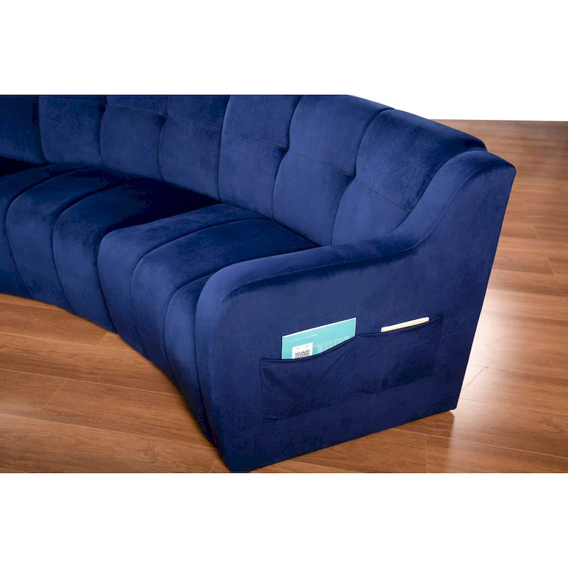 Velvet Curved sofa 3 Seats Symmetrical Modular legless sofa Corner Sectional Round couches - 127