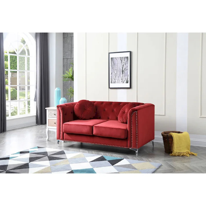 Pompano Velvet Button Tufted Loveseat