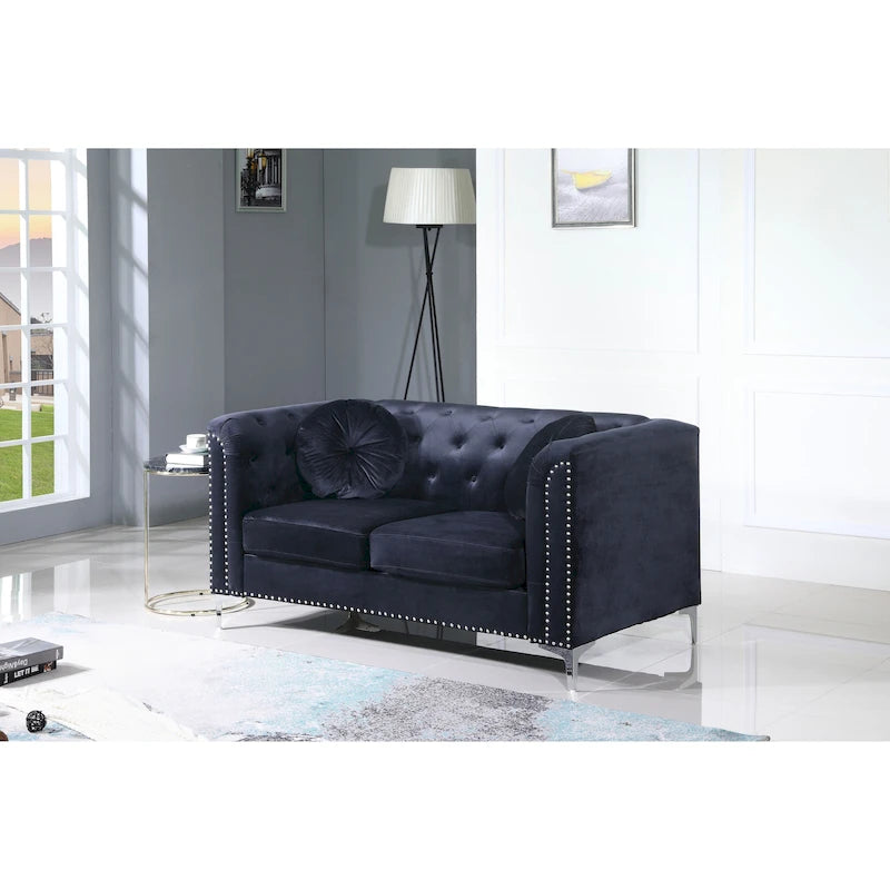 Pompano Velvet Button Tufted Loveseat