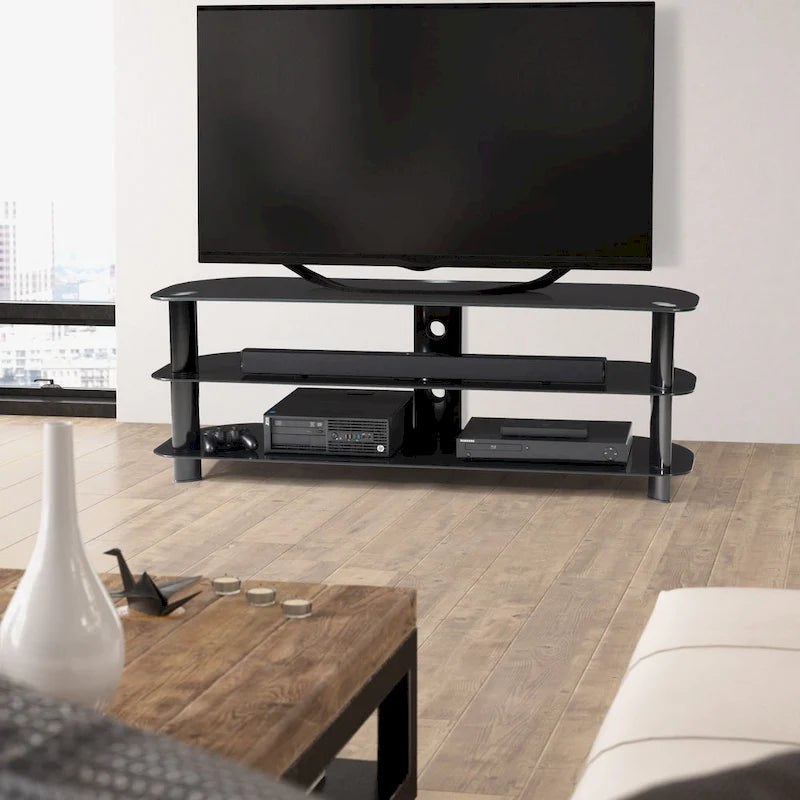 Laguna Corner Satin Black TV Stand, for up to 65 TVs