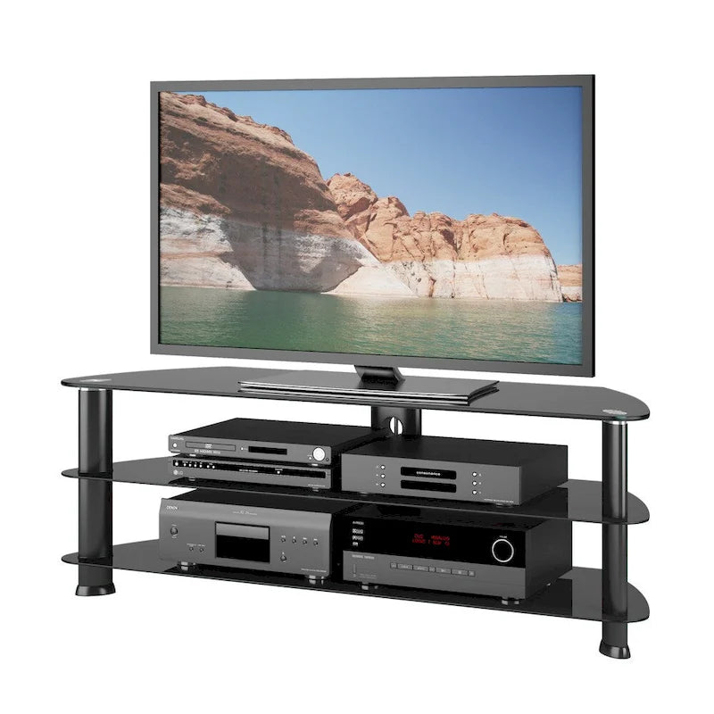 Laguna Corner Satin Black TV Stand, for up to 65 TVs