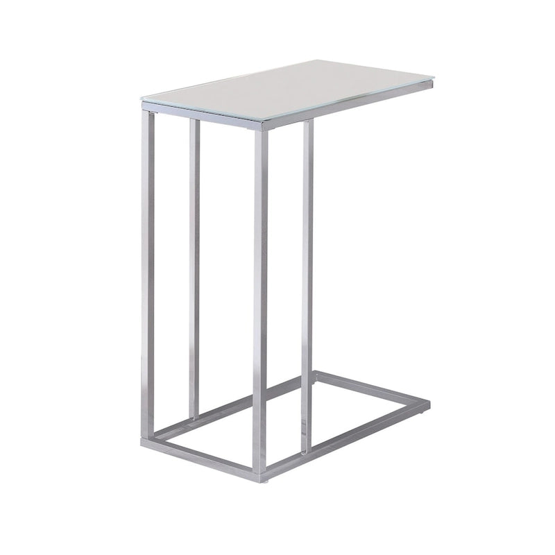 Glass Top Accent Table, Chrome And White
