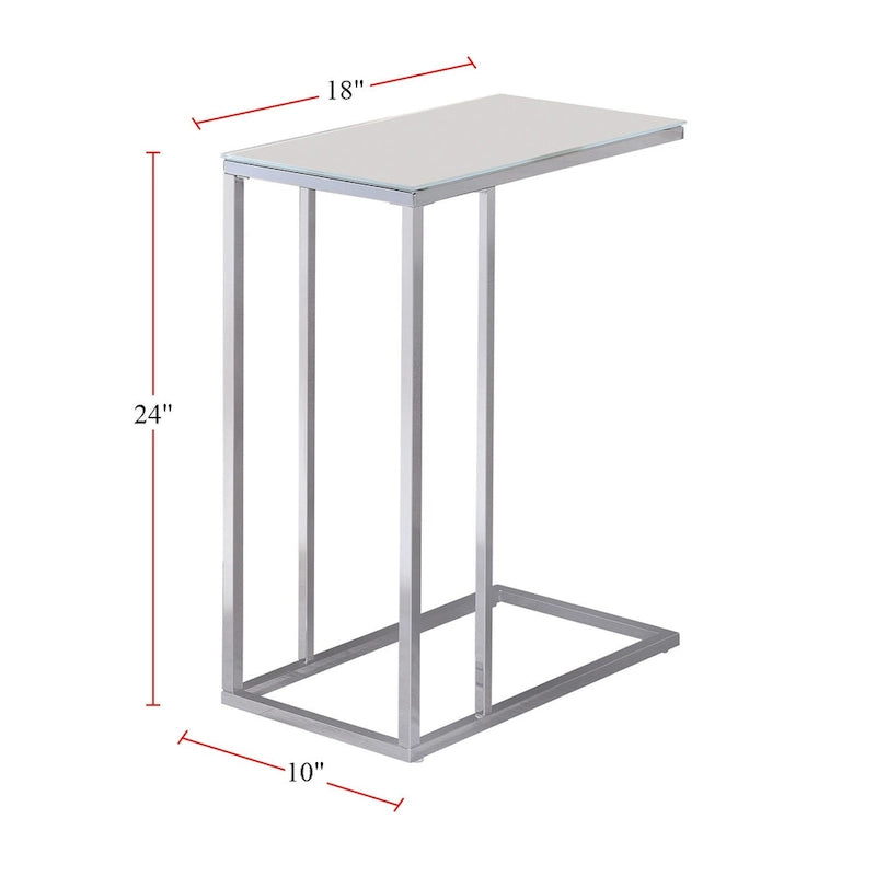Glass Top Accent Table, Chrome And White