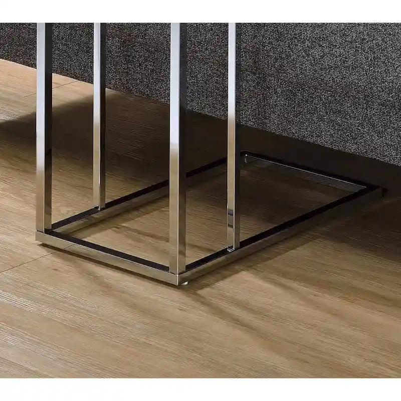 Glass Top Accent Table, Chrome And White