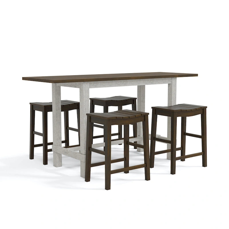 Tarala Farmhouse Wood 5-Piece Counter Height Table and Stool Set by Furniture of America