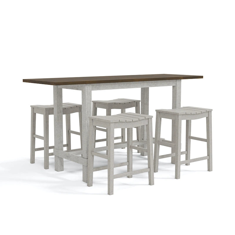 Tarala Farmhouse Wood 5-Piece Counter Height Table and Stool Set by Furniture of America