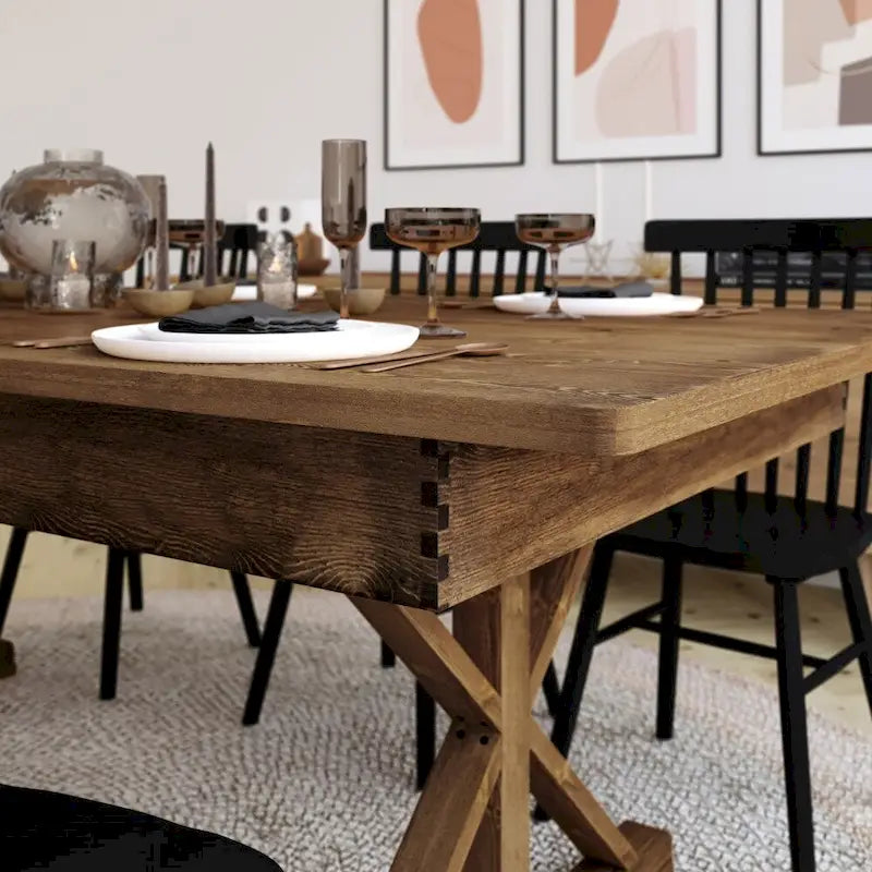 9' x 40 Rectangular Antique Rustic Solid Pine Folding Dining Table