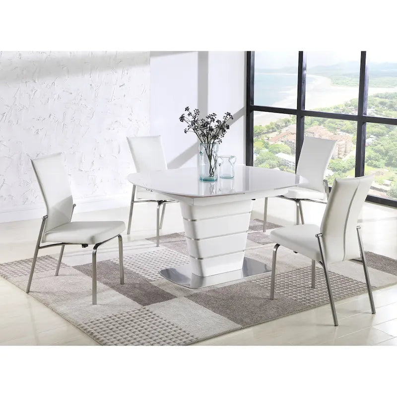 Somette Charlie White Starphire Glass 5-Piece Dining Set