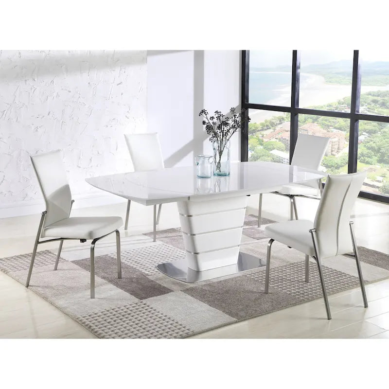 Somette Charlie White Starphire Glass 5-Piece Dining Set