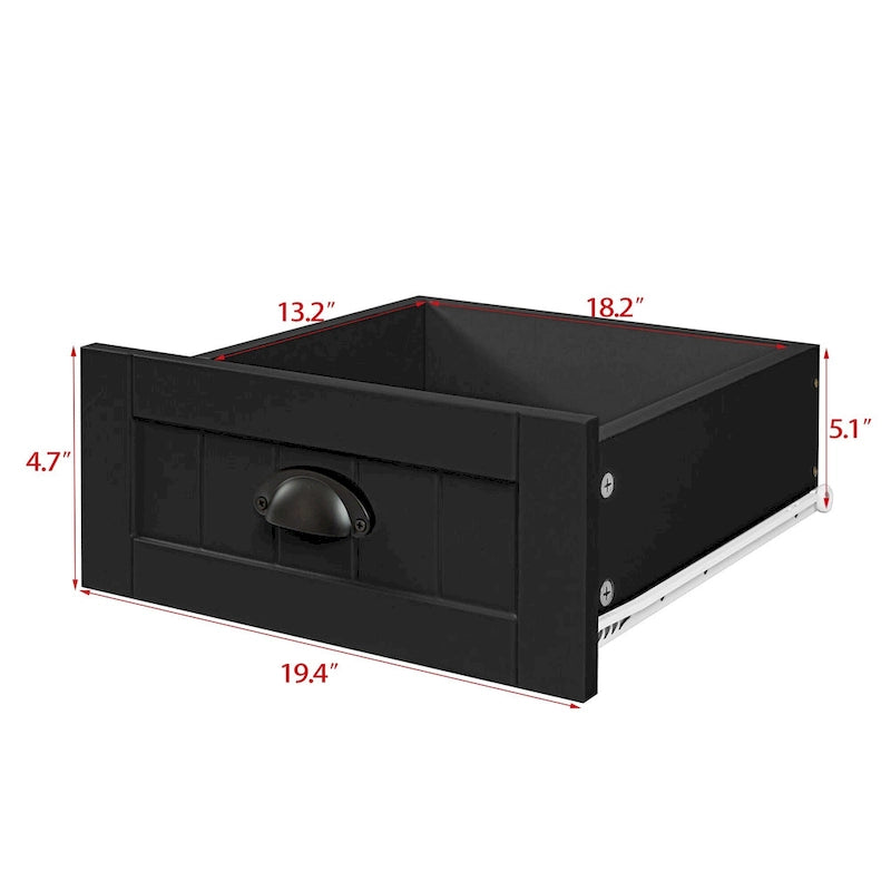 Drawer Dresser, Bedroom Storge Cabinet W/ Retro Shell-shaped Handle