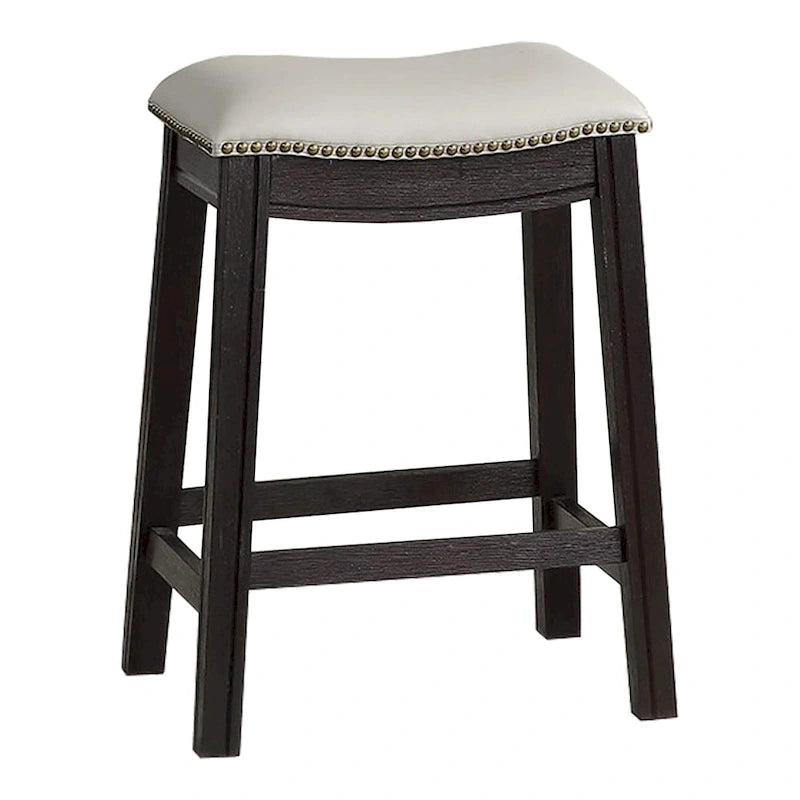 Curved Leatherette Counter Stool with Nailhead Trim, Set of 2, Gray