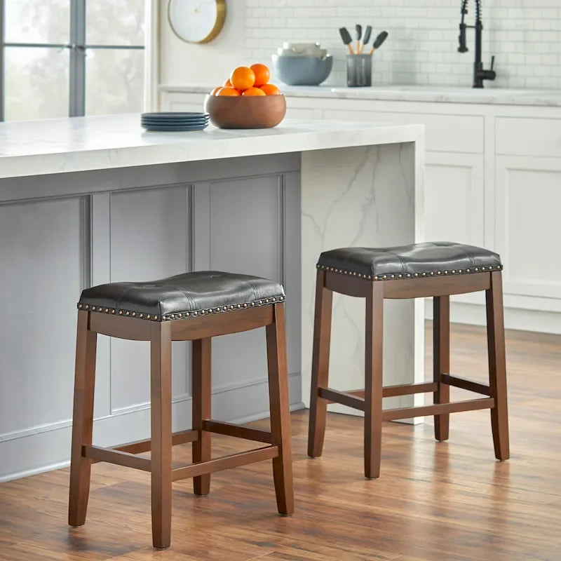 Simple Living Lonnie 29-inch Padded Bar Height Saddle Stools (Set of 2)