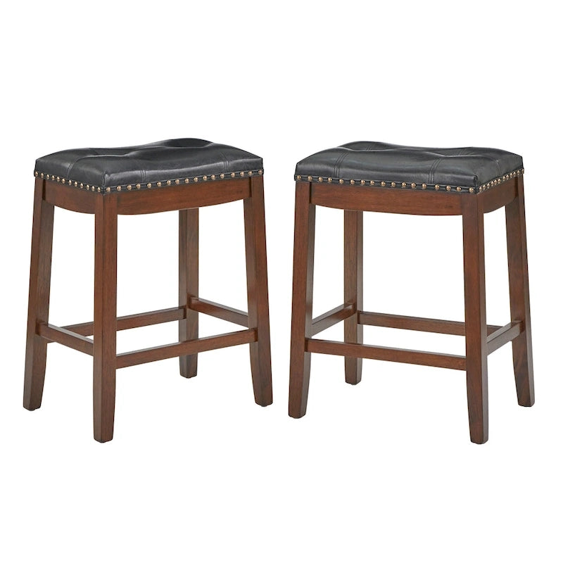Simple Living Lonnie 29-inch Padded Bar Height Saddle Stools (Set of 2)