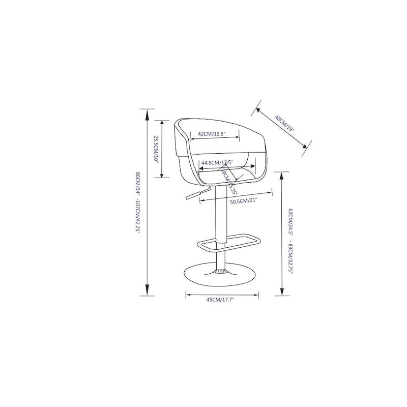 WYNDENHALL Calinda Mid Century Modern 33 inch Adjustable Swivel Bar Stool