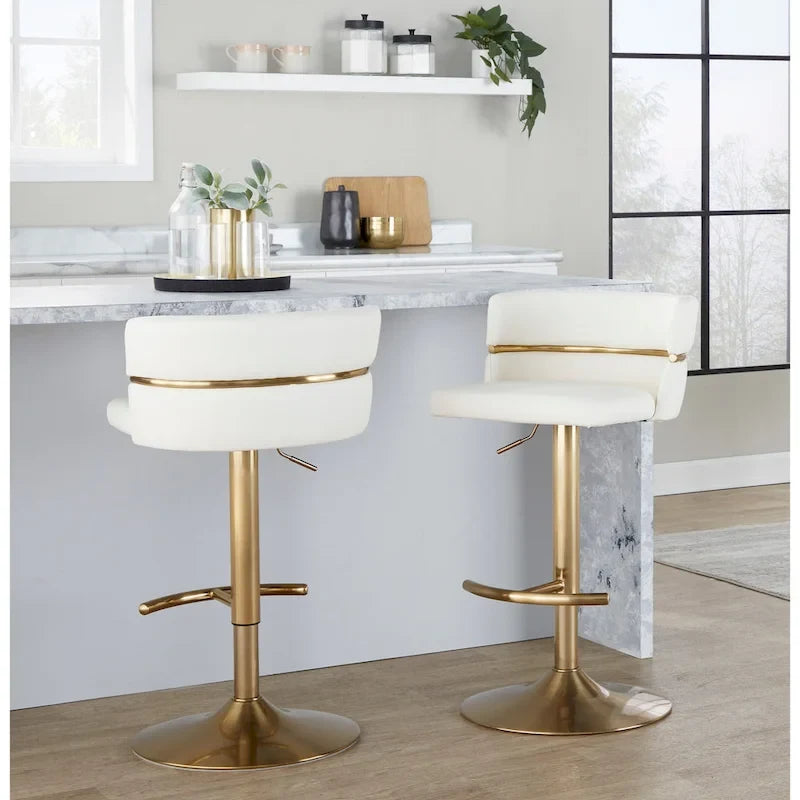 Silver Orchid Lena Adjustable Bar Stool with Rounded T Footrest (Set of 2)