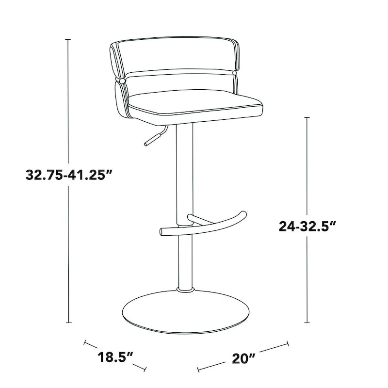 Silver Orchid Lena Adjustable Bar Stool with Rounded T Footrest (Set of 2)