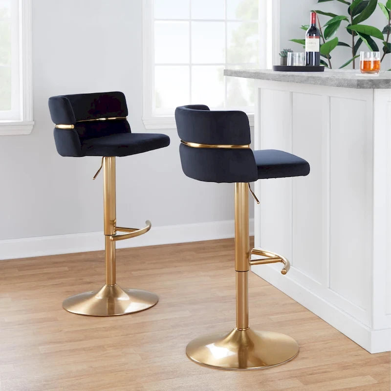 Silver Orchid Lena Adjustable Bar Stool with Rounded T Footrest (Set of 2)