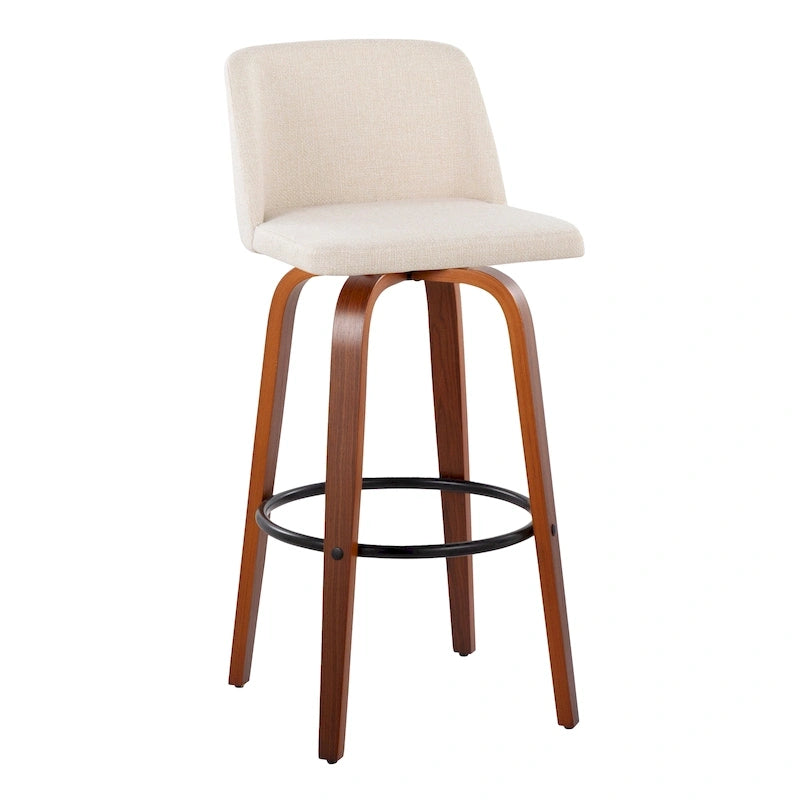 Carson Carrington Vallberga 30 Fixed-Height Bar Stool with Walnut Wood Base (Set of 2)
