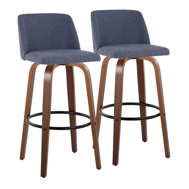Carson Carrington Vallberga 30 Fixed-Height Bar Stool with Walnut Wood Base (Set of 2)