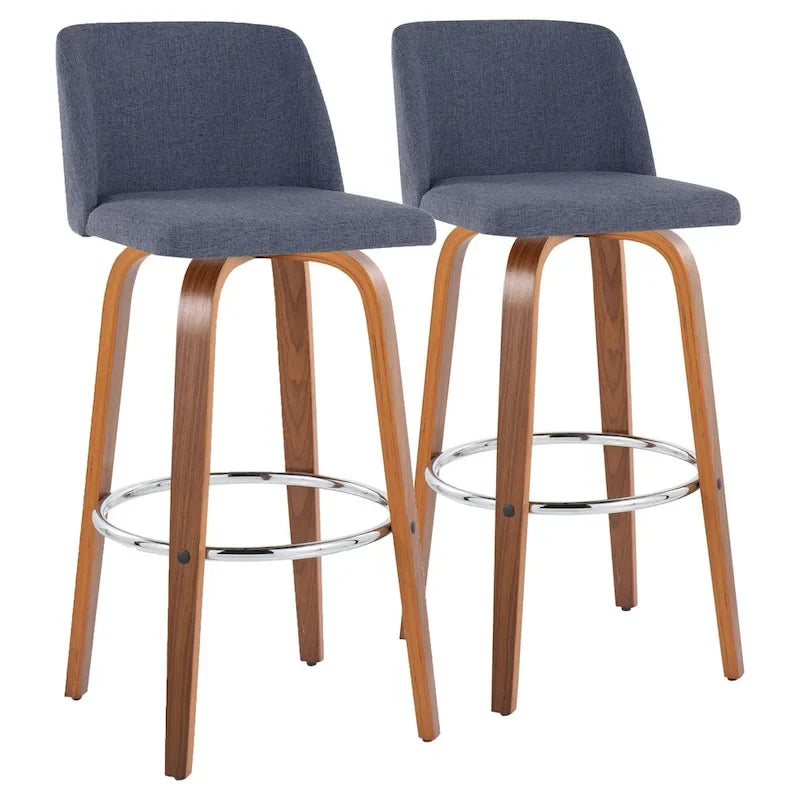 Carson Carrington Vallberga 30 Fixed-Height Bar Stool with Walnut Wood Base (Set of 2)