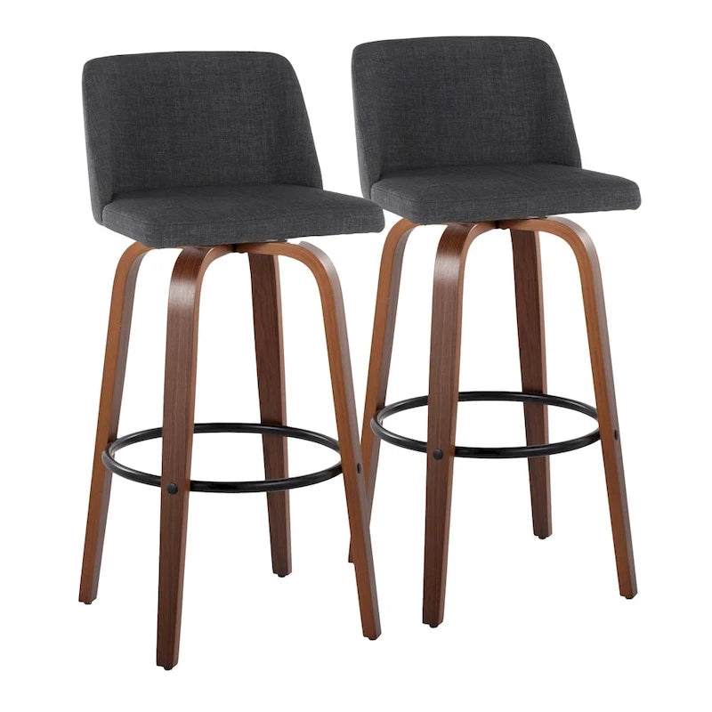 Carson Carrington Vallberga 30 Fixed-Height Bar Stool with Walnut Wood Base (Set of 2)