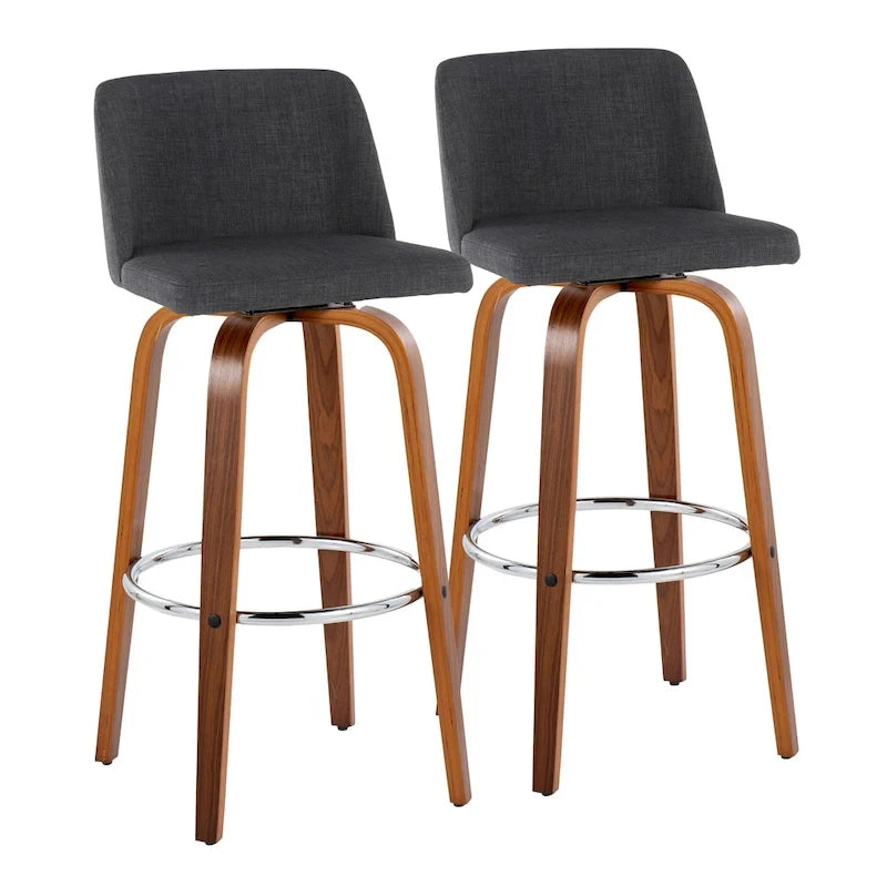 Carson Carrington Vallberga 30 Fixed-Height Bar Stool with Walnut Wood Base (Set of 2)