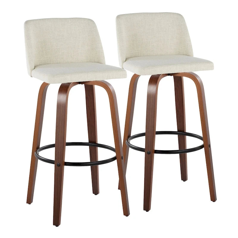 Carson Carrington Vallberga 30 Fixed-Height Bar Stool with Walnut Wood Base (Set of 2)