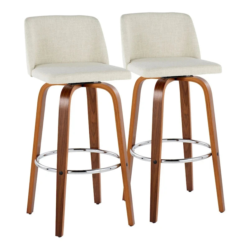 Carson Carrington Vallberga 30 Fixed-Height Bar Stool with Walnut Wood Base (Set of 2)