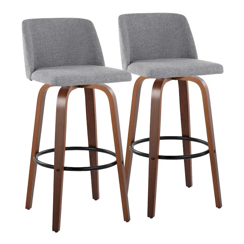 Carson Carrington Vallberga 30 Fixed-Height Bar Stool with Walnut Wood Base (Set of 2)