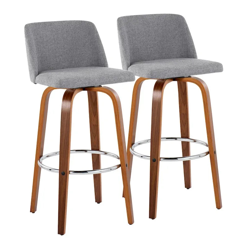 Carson Carrington Vallberga 30 Fixed-Height Bar Stool with Walnut Wood Base (Set of 2)