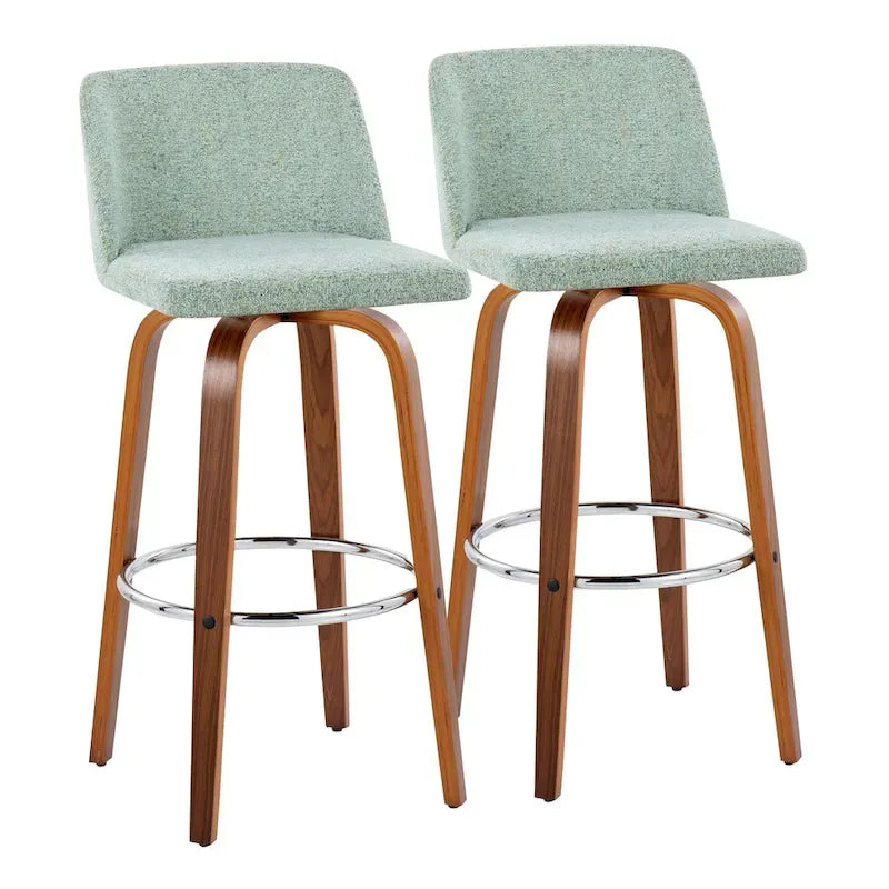 Carson Carrington Vallberga 30 Fixed-Height Bar Stool with Walnut Wood Base (Set of 2)