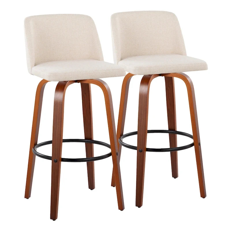 Carson Carrington Vallberga 30 Fixed-Height Bar Stool with Walnut Wood Base (Set of 2)