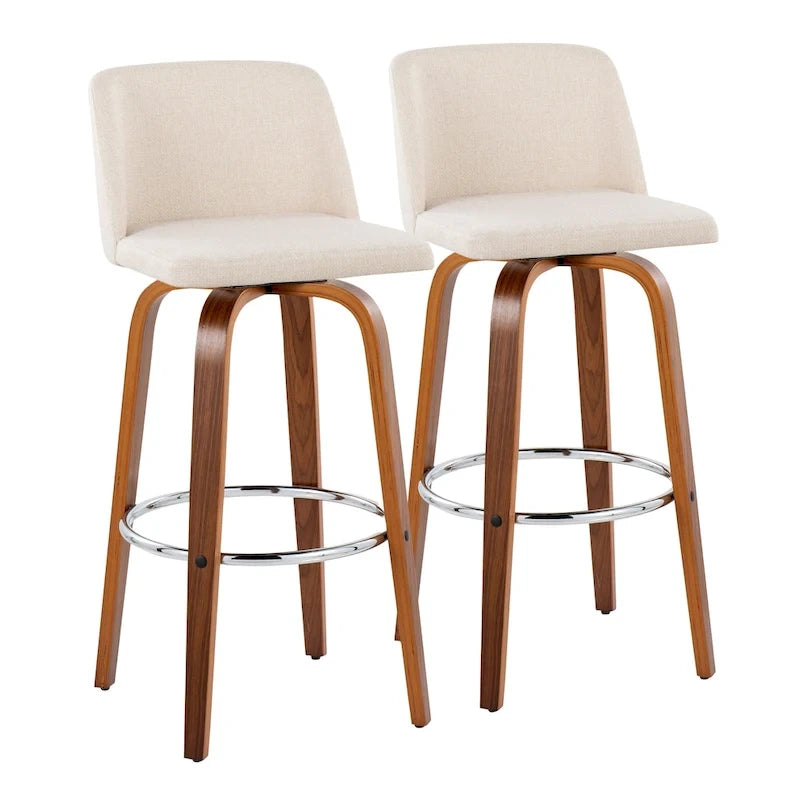 Carson Carrington Vallberga 30 Fixed-Height Bar Stool with Walnut Wood Base (Set of 2)