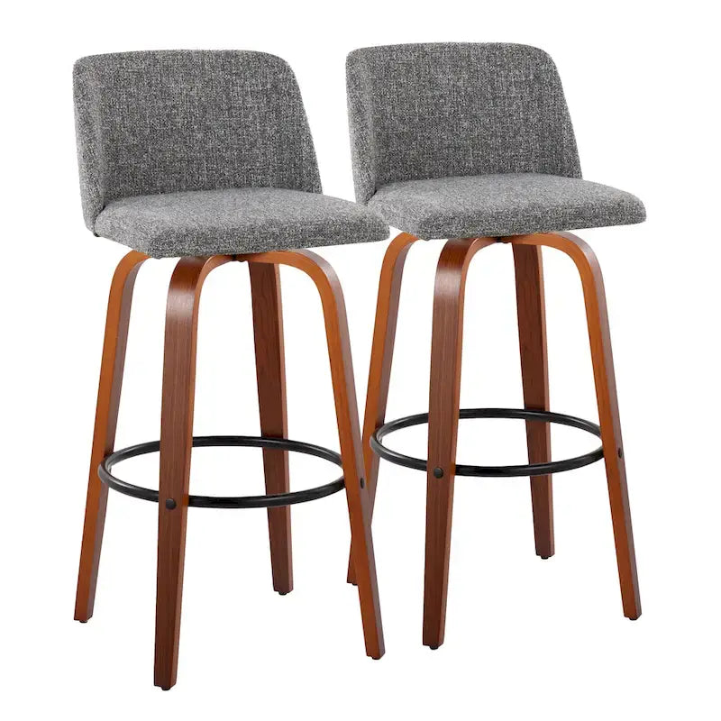 Carson Carrington Vallberga 30 Fixed-Height Bar Stool with Walnut Wood Base (Set of 2)