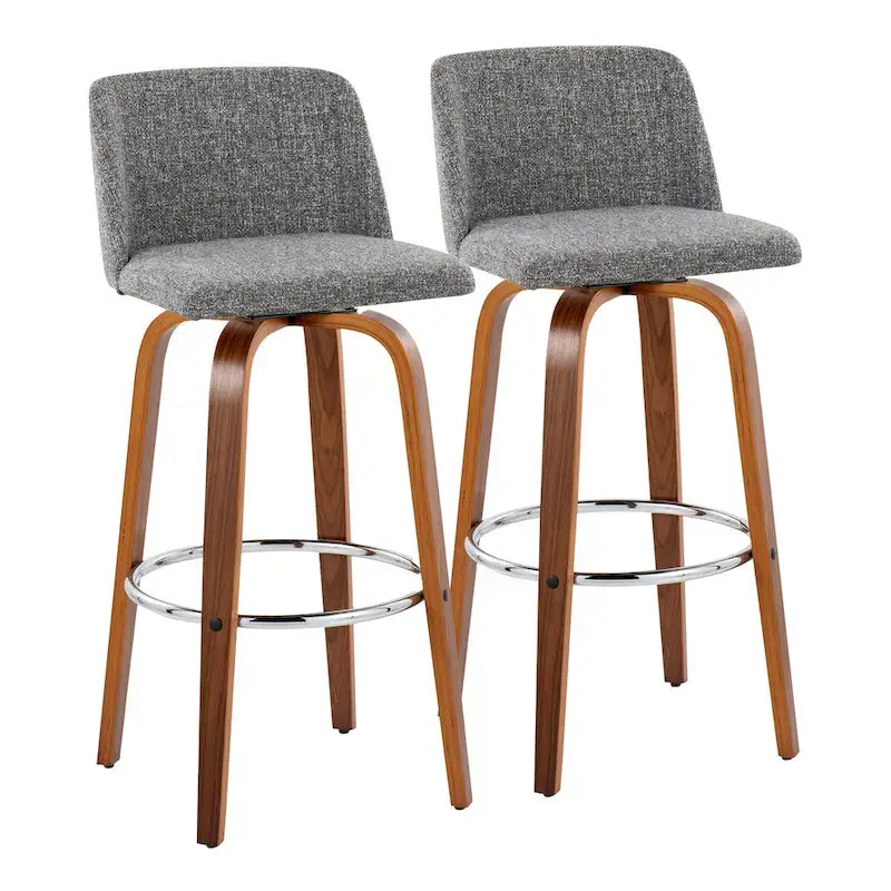 Carson Carrington Vallberga 30 Fixed-Height Bar Stool with Walnut Wood Base (Set of 2)