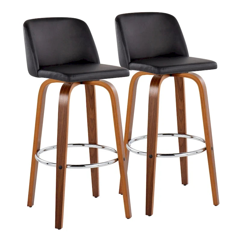 Carson Carrington Vallberga 30 Fixed-Height Bar Stool with Walnut Wood Base (Set of 2)