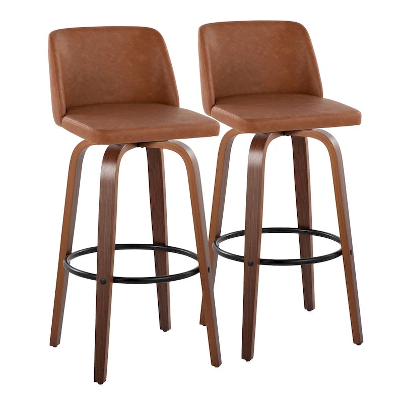 Carson Carrington Vallberga 30 Fixed-Height Bar Stool with Walnut Wood Base (Set of 2)