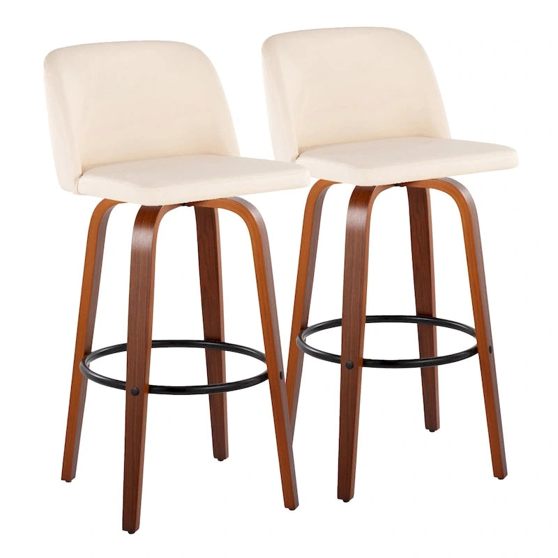 Carson Carrington Vallberga 30 Fixed-Height Bar Stool with Walnut Wood Base (Set of 2)
