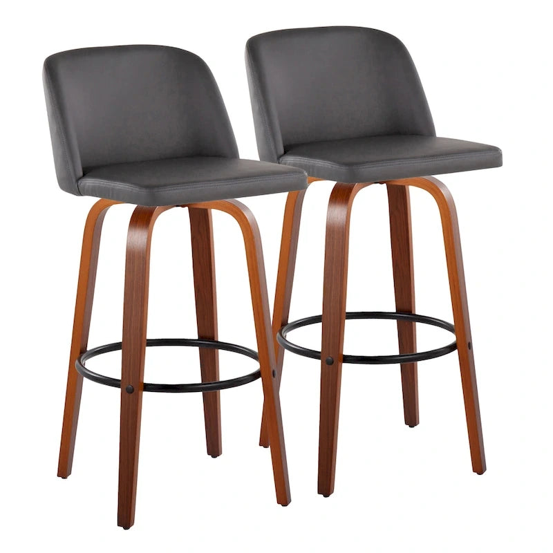 Carson Carrington Vallberga 30 Fixed-Height Bar Stool with Walnut Wood Base (Set of 2)