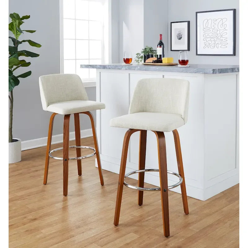 Carson Carrington Vallberga 30 Fixed-Height Bar Stool with Walnut Wood Base (Set of 2)