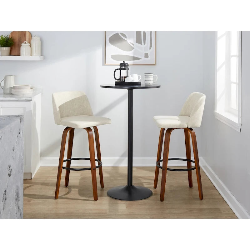 Carson Carrington Vallberga 30 Fixed-Height Bar Stool with Walnut Wood Base (Set of 2)