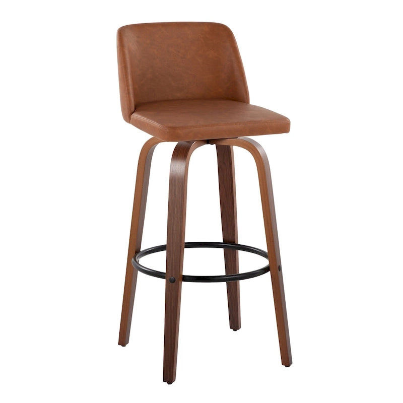 Carson Carrington Vallberga 30 Fixed-Height Bar Stool with Walnut Wood Base (Set of 2)