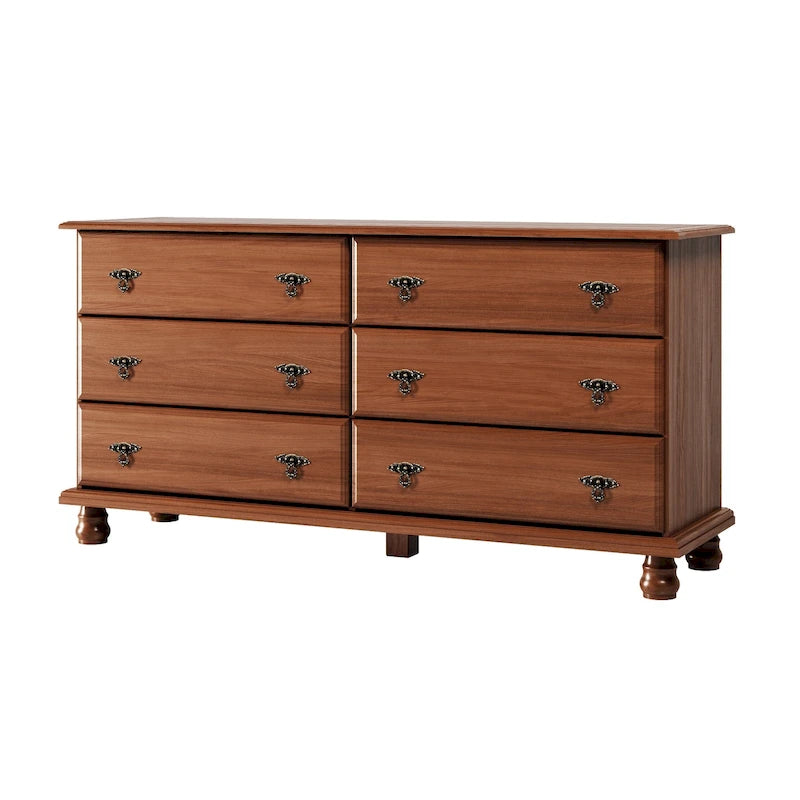 Palace Imports 100% Solid Wood Traditional Kyle 6-Drawer Dresser with Optional Mirror