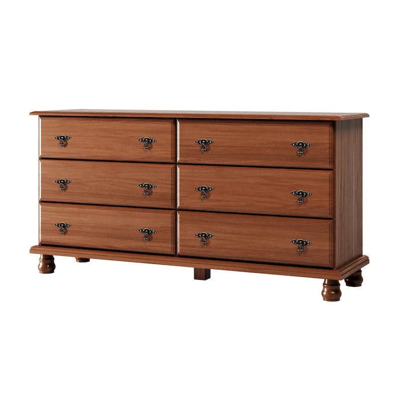 Palace Imports 100% Solid Wood Traditional Kyle 6-Drawer Dresser with Optional Mirror