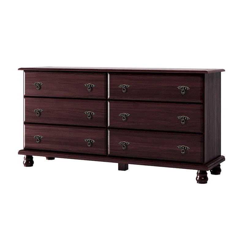 Palace Imports 100% Solid Wood Traditional Kyle 6-Drawer Dresser with Optional Mirror